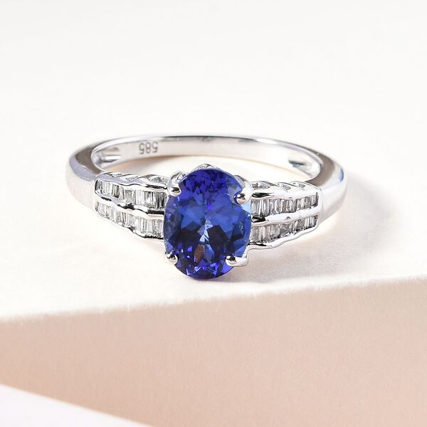 AAA Tansanit und Diamant-Ring, I3 G-H, 585 Weißgold  ca. 1,82 ct image number 2