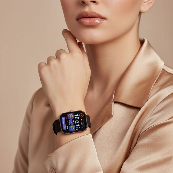 G21 Smartwatch, 2.01 Zoll HD Display, Pink-Schwarzes Silikonarmband image number 3