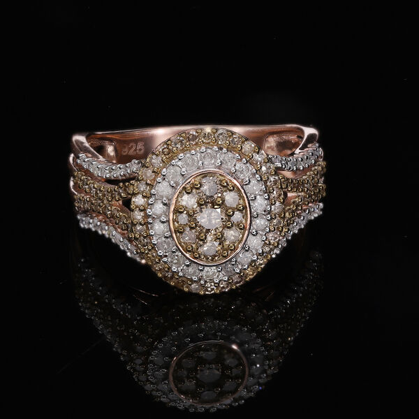 Nat&uuml;rlicher Champagner und wei&szlig;er Diamant-Ring - 1,04 ct. image number 1