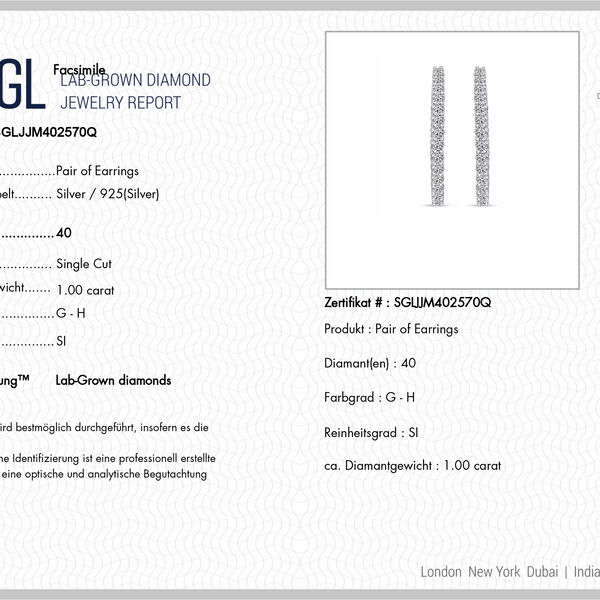 LUXURIANT DIAMOND - Lab Grown Diamant SI-GH Ohrringe 925 Silber Rhodiniert ca. 0,96 ct. image number 5