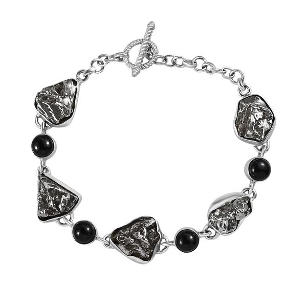 Meteorit und schwarzes Turmalin 19cm Armband - 74,01 ct.
