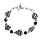 Meteorit, Schwarzes Turmalin Armband, ca. 19 cm, 925 Silber rhodiniert, ca. 74.01 ct