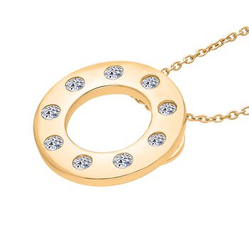 LUXURIANT SI-GH Labor Diamant Anh&auml;nger mit 50cm Kette, 925 Silber Gelbgold Vermeil - 0,33 ct.