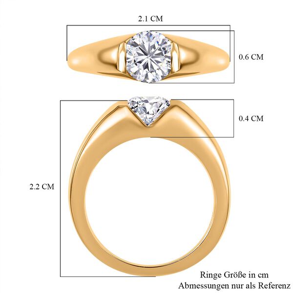 Moissanit Solit&auml;r Ring in Silber mit Gelbgold Vermeil - 0,76 ct. image number 12