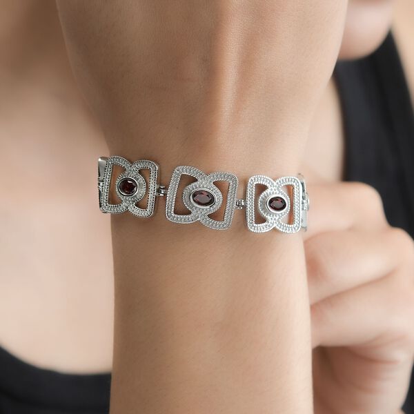 Roter Granat Armband ca. 19 cm Edelstahl ca. 3.70 ct image number 3