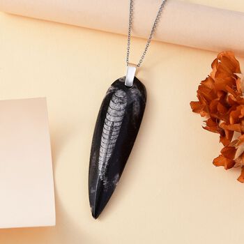 Orthoceras Schmuckset 925 Silber und Edelstahl ca. 100,00 ct.