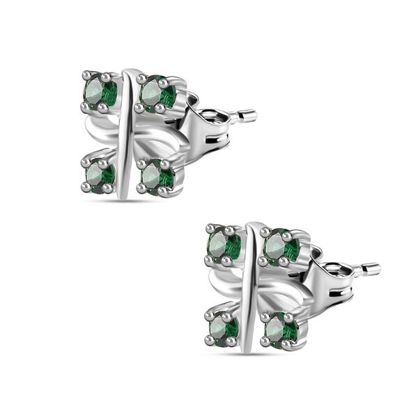 Designer Inspiriert XOXO Grüner Zirkonia Ohrringe 925 Silber image number 4