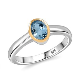 AAA Santamaria Aquamarin Ring 925 Silber rhodiniert (Größe 17.00) ca. 0,73 ct