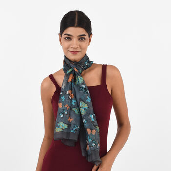 Bedruckter 100% Satin-Seidenschal, 48x160cm, Orange