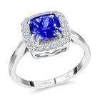 AAA Tansanit, Weißer Diamant I2/GH Ring, AGI zertifiziert und geprüft,  585 Gold (Größe 17.00) ca. 2.20 ct