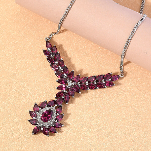 Rhodolith Granat und Zirkon Halskette in Silber image number 3