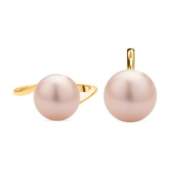 2er-Set, Rosa Edison Perlen-Ring und Anh&auml;nger - 27 ct.