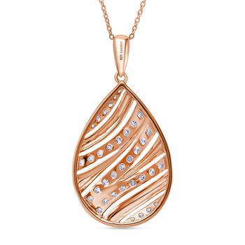 LUXURIANT SI-GH Labor Diamant Anh&auml;nger mit 50cm Kette, 925 Silber 750 Ros&eacute;gold Vermeil - 1 ct.