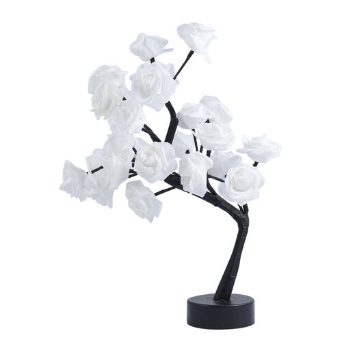 LED Tischlampe mit 24 Rosenblättern, Größe 28x25x40 cm, Weiß image number 0