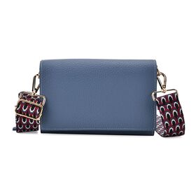 Crossbody-Tasche mit Überschlag, Gliederriemen und RFID-Schutz, 20x4x14 cm, Blau