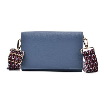 Crossbody-Tasche mit &Uuml;berschlag, Gliederriemen und RFID-Schutz, 20x4x14 cm, Blau