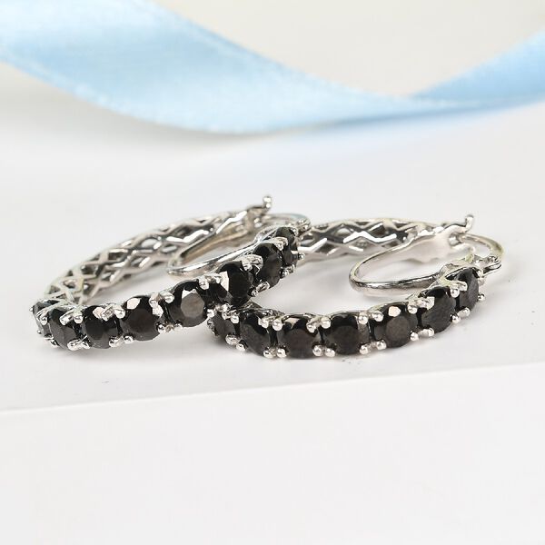 Elite Shungit Creolen 925 Silber platiniert ca. 2,49 ct image number 2