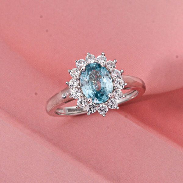 D'Joy AA Blauer Zirkon, Weißer Zirkon Ring 925 Silber rhodiniert (Größe 18.00) ca. 2,61 ct image number 1