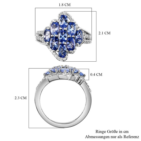 Tansanit und Zirkon Cluster Ring - 2,50 ct. image number 7