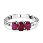 Afrikanischer Rubin (Fissure gefüllt) und weißer Zirkon Ring mit Öffnungsmechanismus, 925 Silber platiniert (Größe 21.00) ca. 2.23 ct