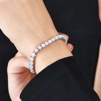 AA Nat&uuml;rlicher, &auml;thiopischer Welo Opal Armband ca. 19 cm 925 Silber rhodiniert ca. 7,98 ct.