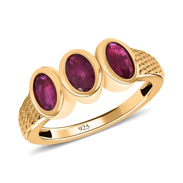 Afrikanischer Rubin (Fissure gefüllt) Ring, 925 Silber Gelbgold Vermeil (Größe 19.00) ca. 2.17 ct image number 4