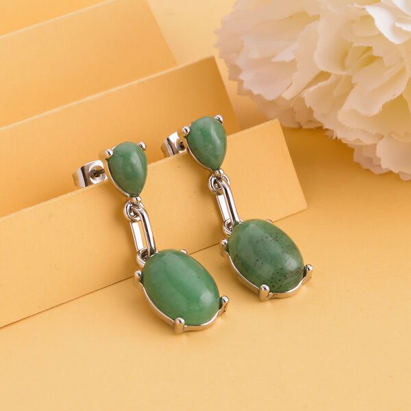 Gr&uuml;ne Aventurin Ohrringe, silberfarben ca. 25.00 ct image number 2