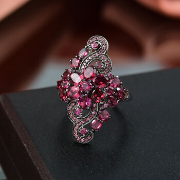 Djoy Nat&uuml;rlicher Rhodolith Granat Ring 925 Silber rhodiniert (Gr&ouml;&szlig;e 18.00) ca. 6.00 ct