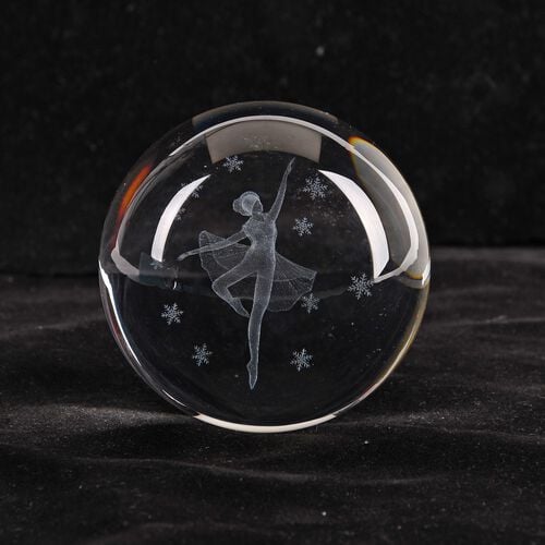 3D-Kristallglaskugel mit Tänzerin, LED-Beleuchtung, 8cm, Farbwechsellicht image number 0