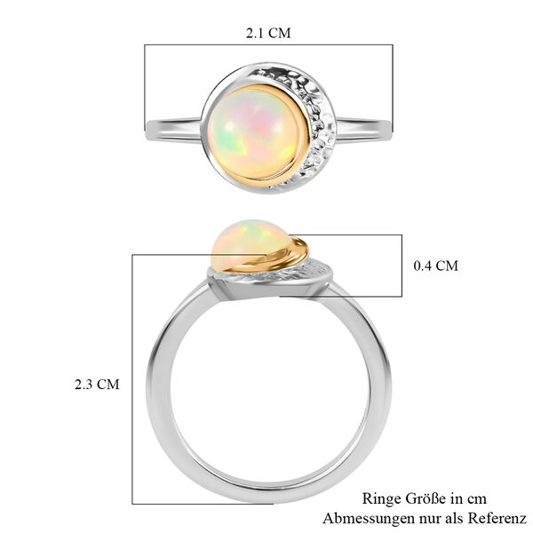 Natürlicher Äthiopischer Opal Sonne, Mond und Erde Ring 925 Silber Zweifarbige Beschichtung image number 7