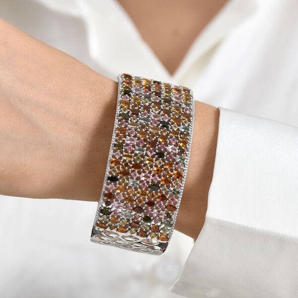 D'Joy AA Mehrfarbig-Turmalin Armreif ca. 19 cm 925 Silber Rhodiniert ca. 26,76 ct. image number 2