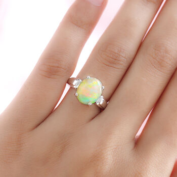 Nat&uuml;rlicher, &auml;thiopischer Opal-Ring, 925 Silber platiniert  ca. 2,88 ct