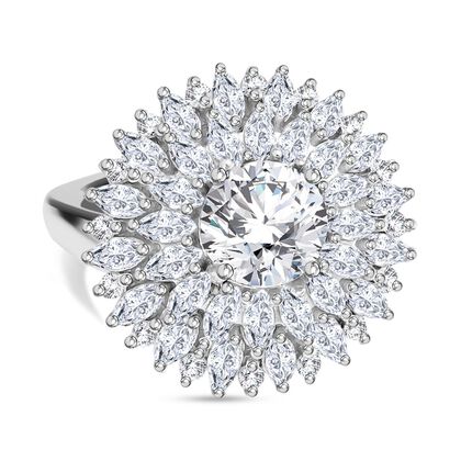 J Francis gefertigt mit SWAROVSKI - Zirkonia Ring 925 Silber rhodiniert. (Gr&ouml;&szlig;e 19.00)