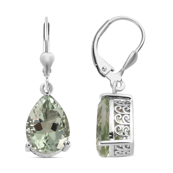 Prasiolith Tropfen-Ohrringe, 925 Silber platiniert ca. 9,58 ct image number 4