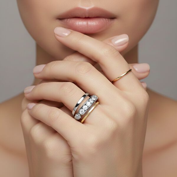 88 Facetten Moissanit Ring 925 Silber Platiniert (Gr&ouml;&szlig;e 17.00) ca. 0,50 ct image number 4