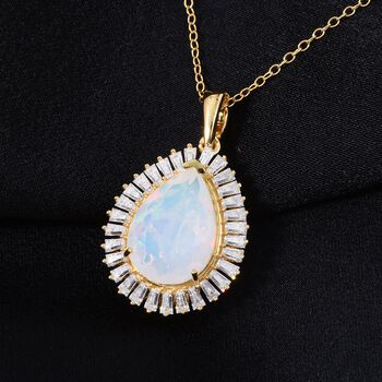 D'Joy AAA Nat&uuml;rlicher, &auml;thiopischer Welo Opal, Moissanit Schmuckset ca. 50 cm 925 Silber 750 Gelbgold Vermeil ca. 4.15 ct
