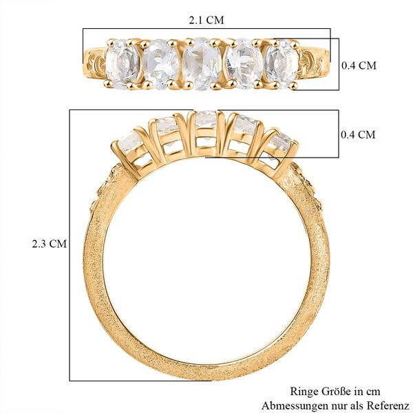 D joy AAA Premium Malagasy Regenbogen Mondstein Ring, 925 Silber 750 Gelb Vergoldet (Größe 17.00) ca. 0.85 ct image number 7