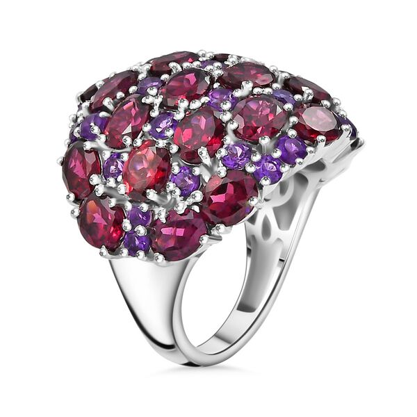 Rhodolith Granat, Afrikanischer Amethyst Ring 925 Silber rhodiniert (Größe 17.00) ca. 12.16 ct image number 5