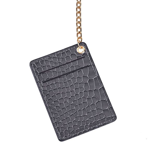 PASSAGE Crossbody Tasche aus PU-Lackleder mit Krokopr&auml;gung und RFID-Schutz, 18x7x11 cm, Dunkelgrau image number 7