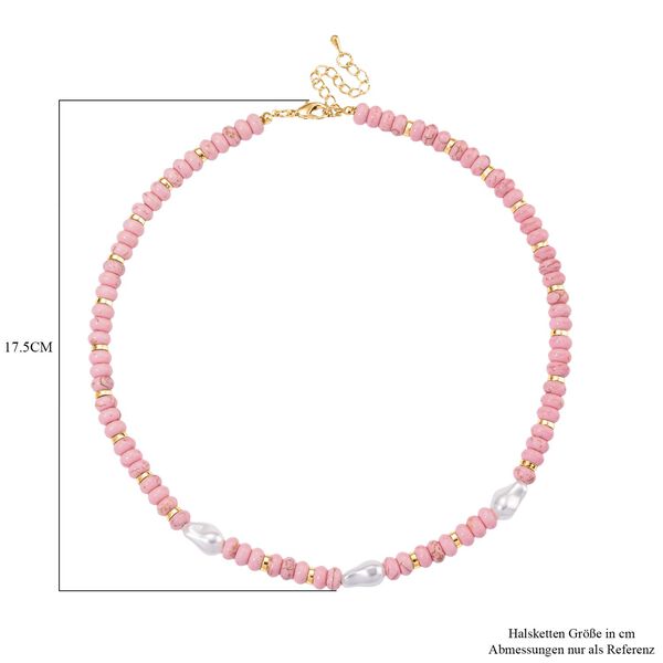 Wei&szlig;e Muschelkernperle, Almandin Halskette, ca. 50 cm + 5 cm Extender, goldfarben image number 5