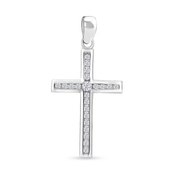 LUSTRO STELLA wei&szlig;er Zirkonia Anh&auml;nger im Kreuz-Design