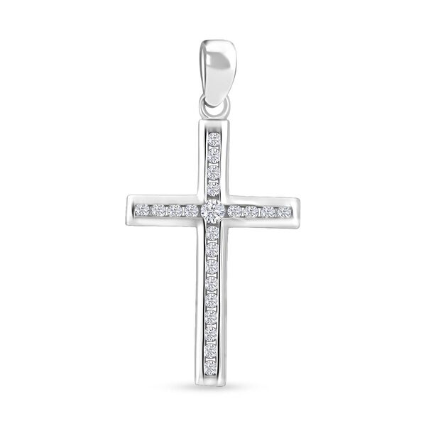 LUSTRO STELLA wei&szlig;er Zirkonia Anh&auml;nger im Kreuz-Design