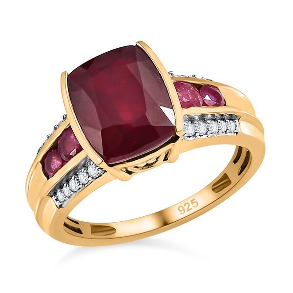 AAA Afrikanischer Rubin und Zirkon-Ring - 5,22 ct. image number 4