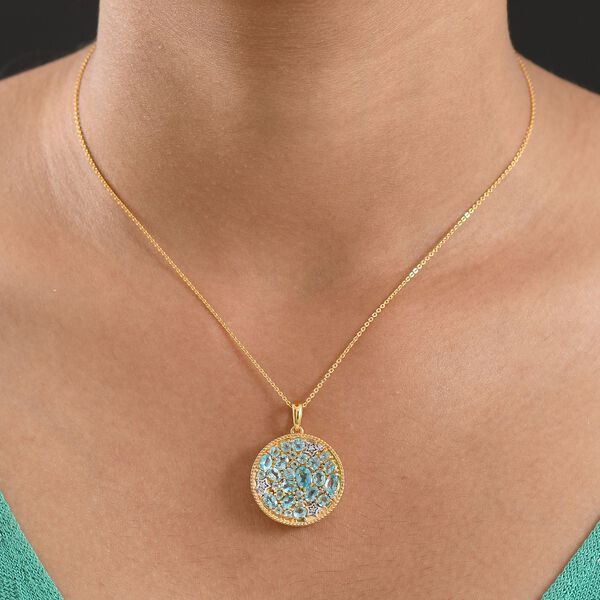 D'Joy AAA blauer Apatit und Zirkon zweifarbiger Anhänger mit 50cm Kette - 4,30 ct. image number 3