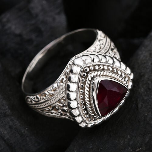 Afrikanischer Rubin (Fissure gefüllt) Ring 925 Silber (Größe 18.00) ca. 2,69 ct image number 1