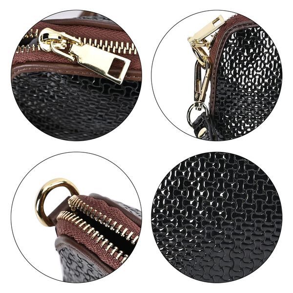 Chaose by Elsie - Echtleder Crossbody Tasche Schlangen-Prägung, Cognac image number 6