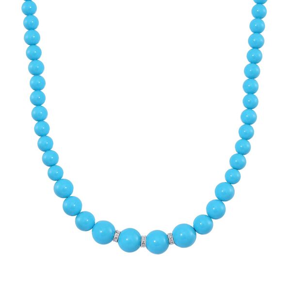 Sleeping Beauty t&uuml;rkisfarbene Muschelkernperlen und wei&szlig;e Kristall, 45+5 cm