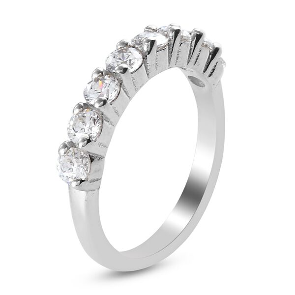LUSTRO STELLA Hergestellt mit ZIRKONIA Half Eternity Ring 925 Silber Platin-&Uuml;berzug image number 2