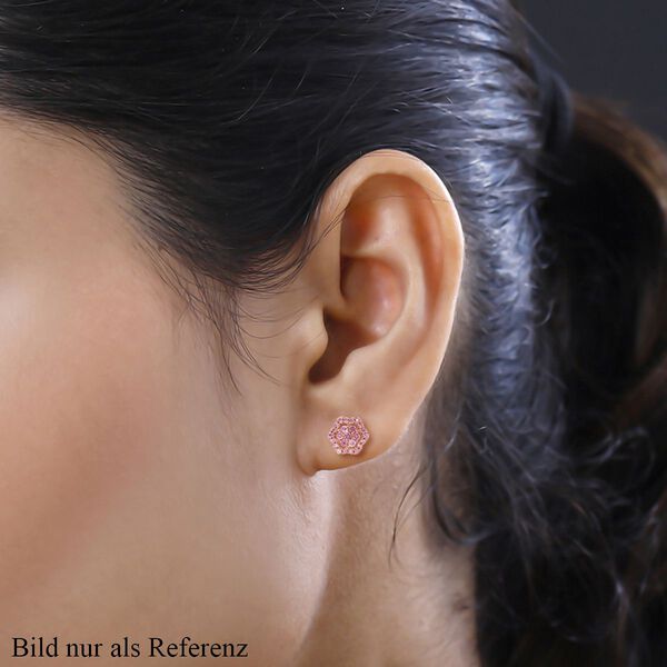 Rosa Diamant florale Ohrstecker in Silber image number 3