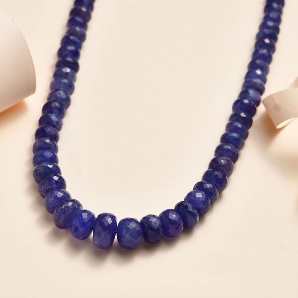 AA Premium Tansanit 45cm Perlen-Halskette - 267 ct. image number 1